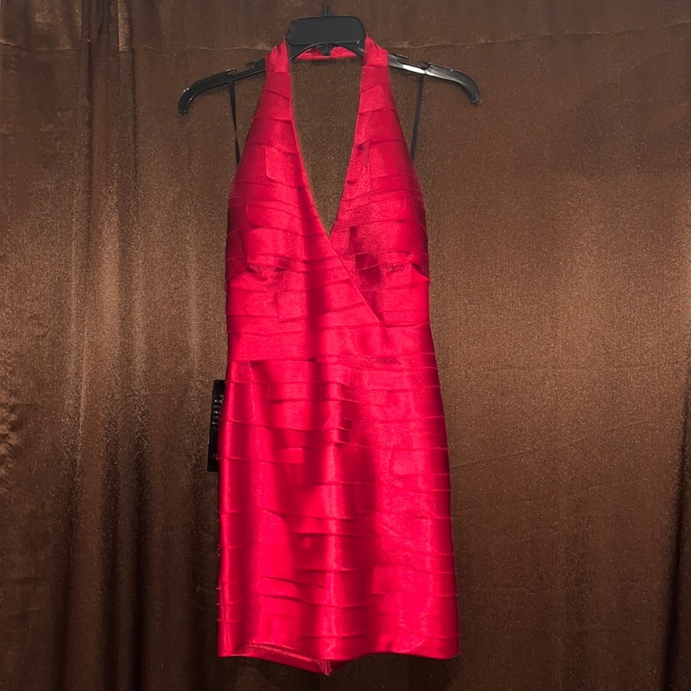 Bebe Raen Halter Dress - Red